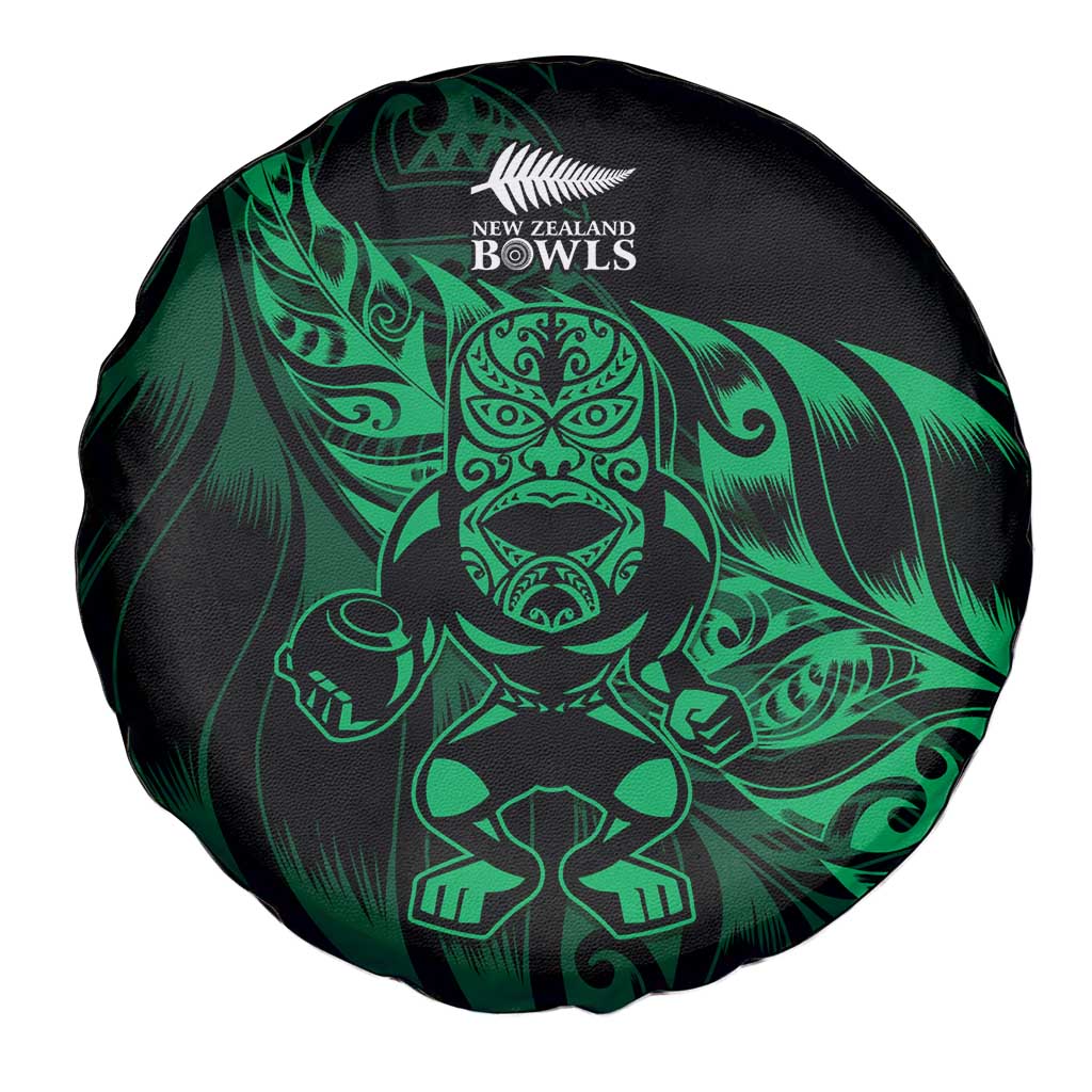 New Zealand Lawn Bowls Spare Tire Cover Green Maori Warrior Tribal Silver Fern - Polynesian Pride