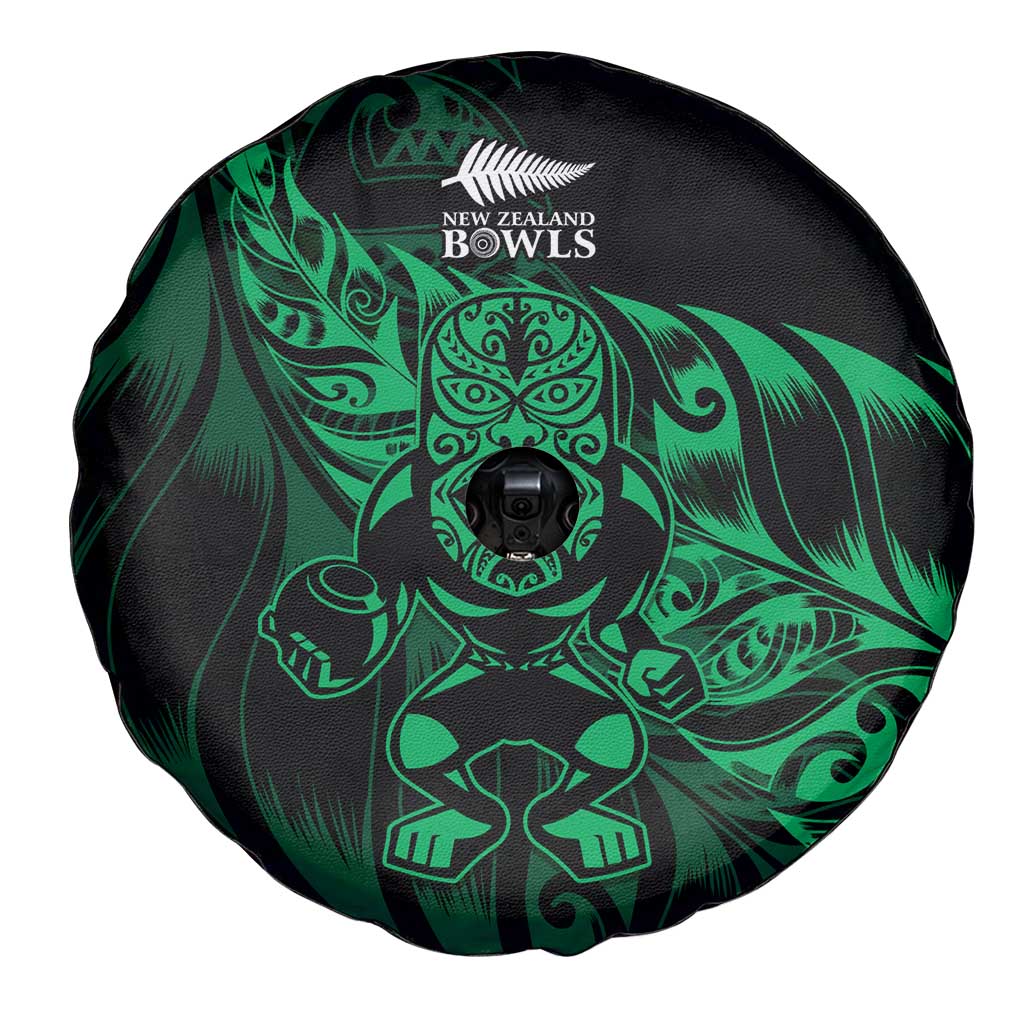 New Zealand Lawn Bowls Spare Tire Cover Green Maori Warrior Tribal Silver Fern - Polynesian Pride