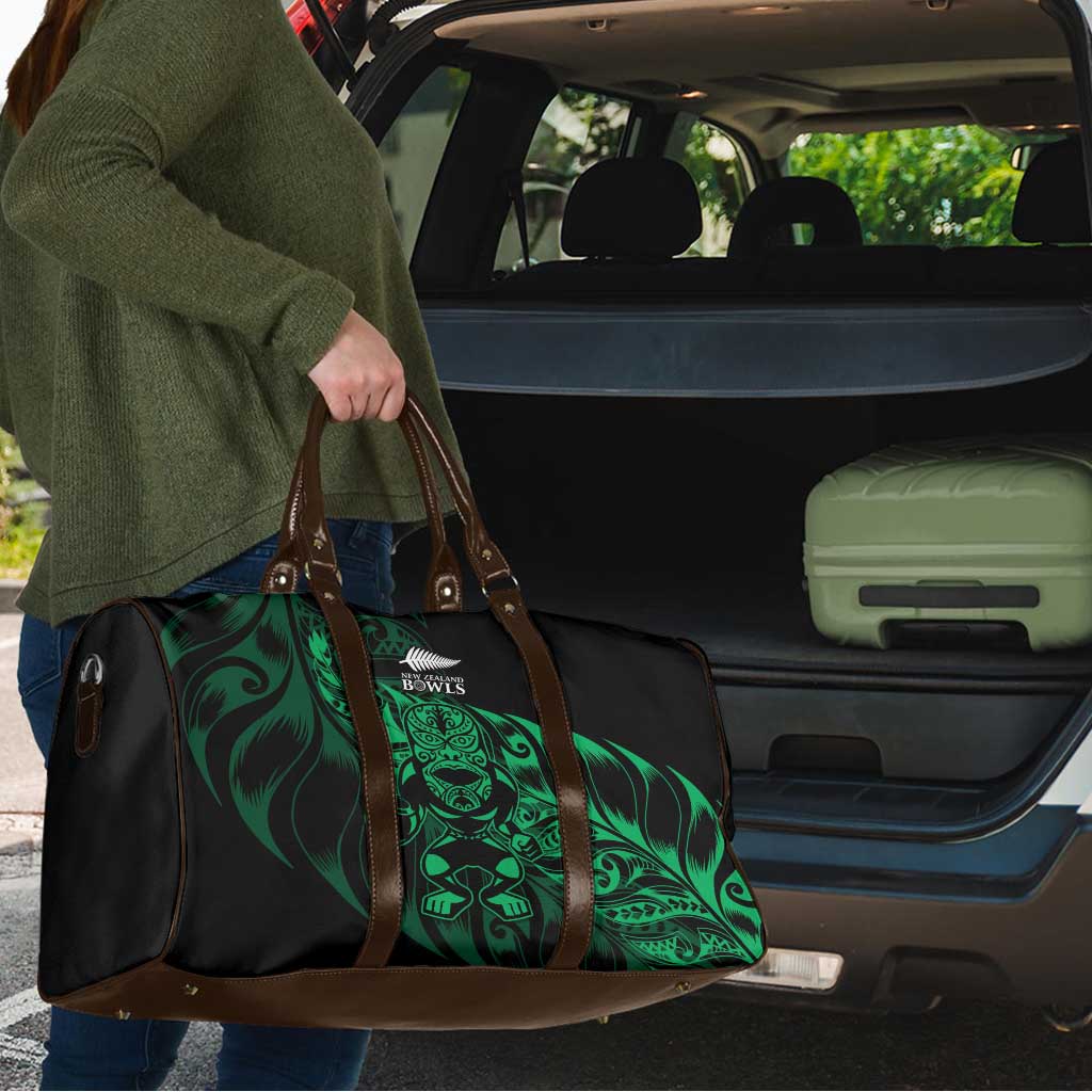 New Zealand Lawn Bowls Travel Bag Green Maori Warrior Tribal Silver Fern - Polynesian Pride
