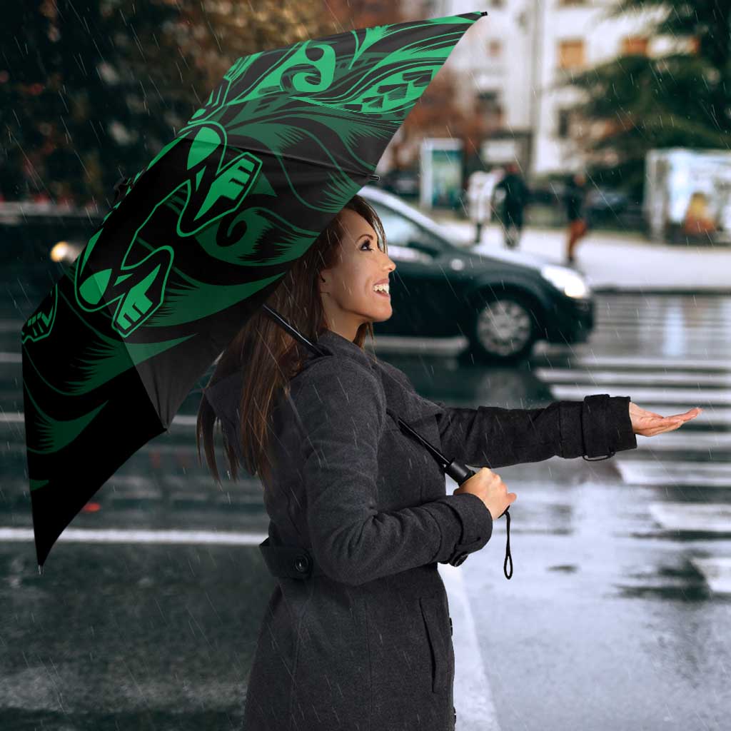 New Zealand Lawn Bowls Umbrella Green Maori Warrior Tribal Silver Fern - Polynesian Pride