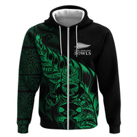 New Zealand Lawn Bowls Custom Zip Hoodie Green Maori Warrior Tribal Silver Fern - Polynesian Pride