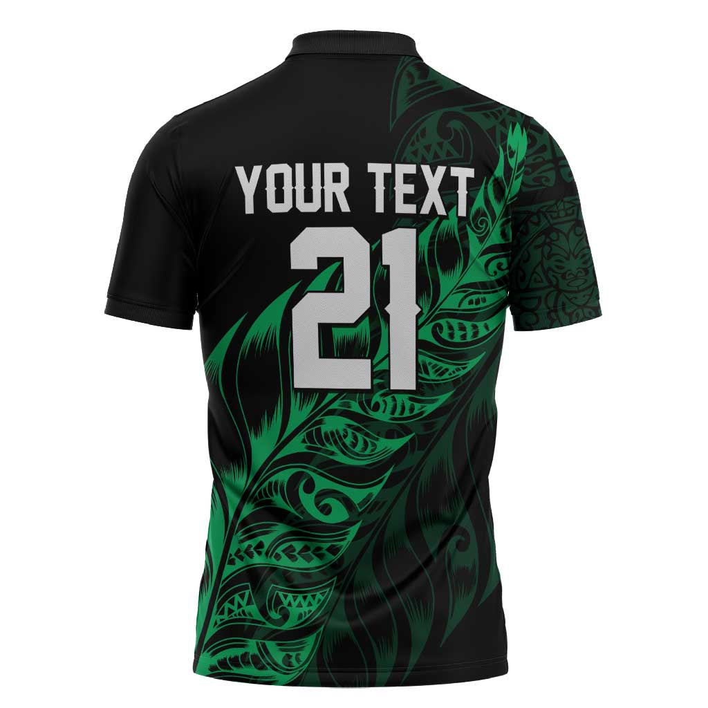 New Zealand Lawn Bowls Custom Zipper Polo Shirt Green Maori Warrior Tribal Silver Fern - Polynesian Pride