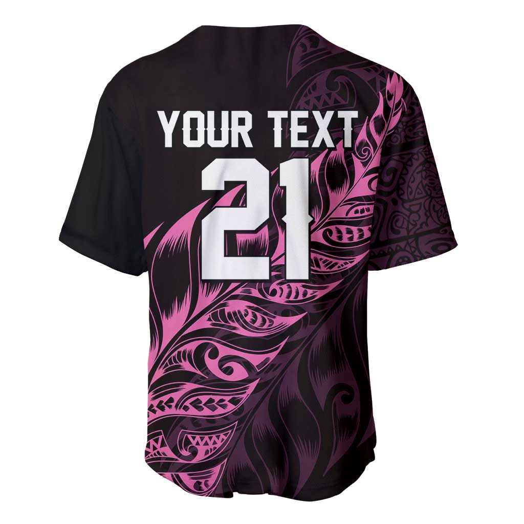 New Zealand Lawn Bowls Custom Baseball Jersey Pink Maori Warrior Tribal Silver Fern - Polynesian Pride
