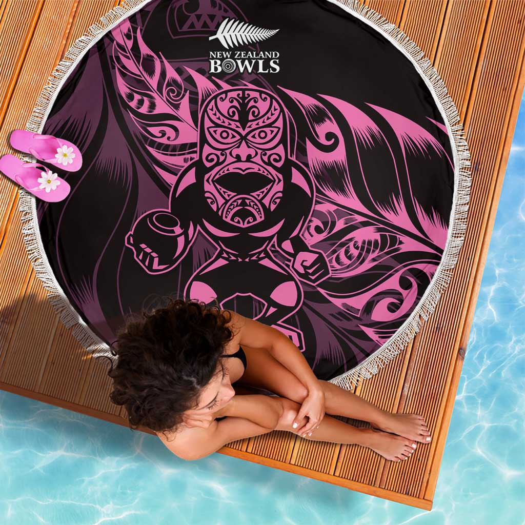 New Zealand Lawn Bowls Beach Blanket Pink Maori Warrior Tribal Silver Fern - Polynesian Pride