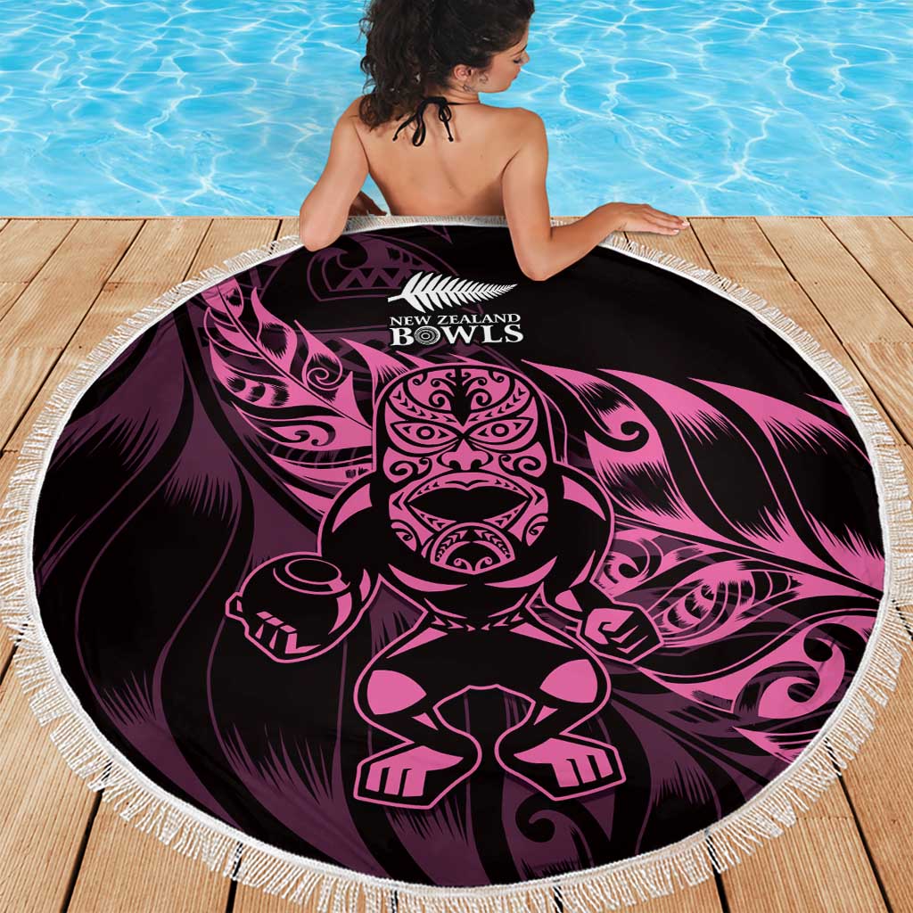 New Zealand Lawn Bowls Beach Blanket Pink Maori Warrior Tribal Silver Fern - Polynesian Pride