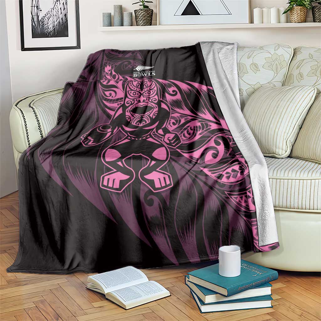 New Zealand Lawn Bowls Blanket Pink Maori Warrior Tribal Silver Fern - Polynesian Pride