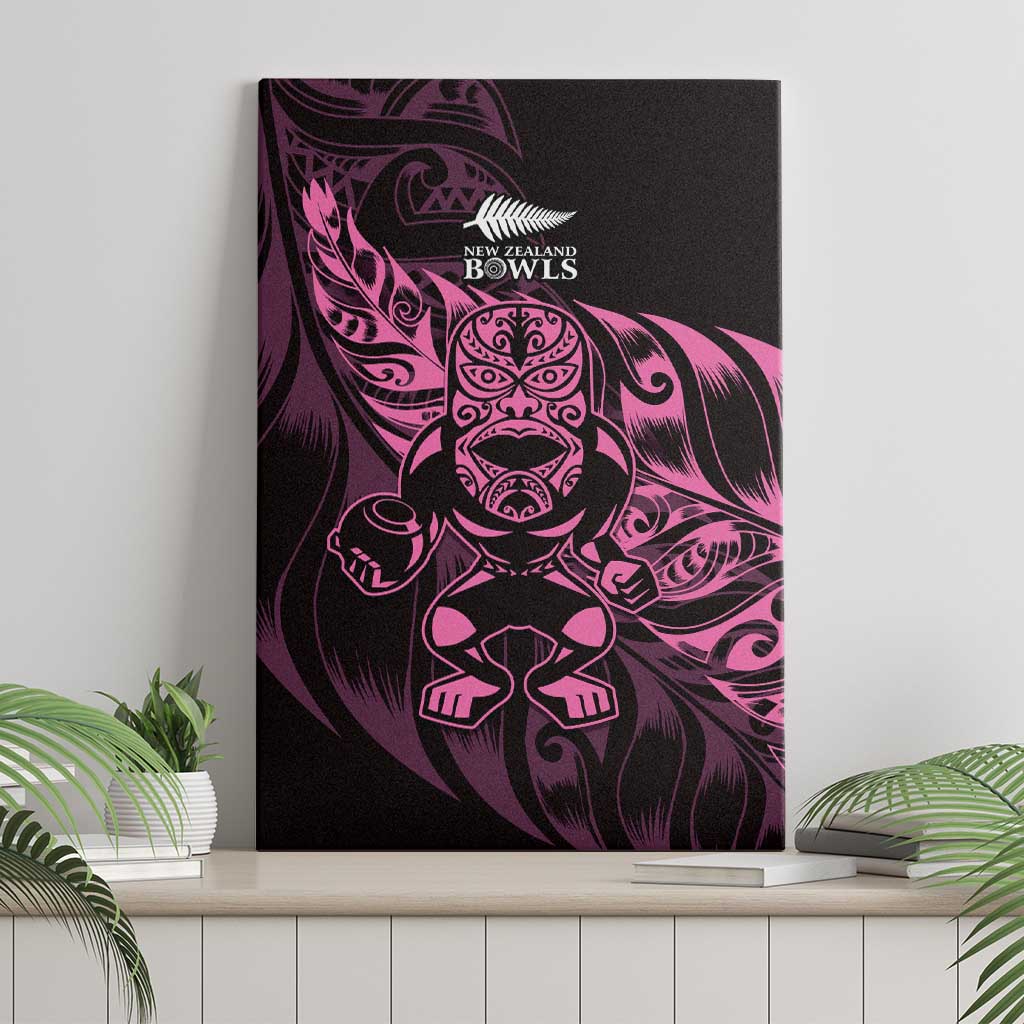 New Zealand Lawn Bowls Canvas Wall Art Pink Maori Warrior Tribal Silver Fern - Polynesian Pride