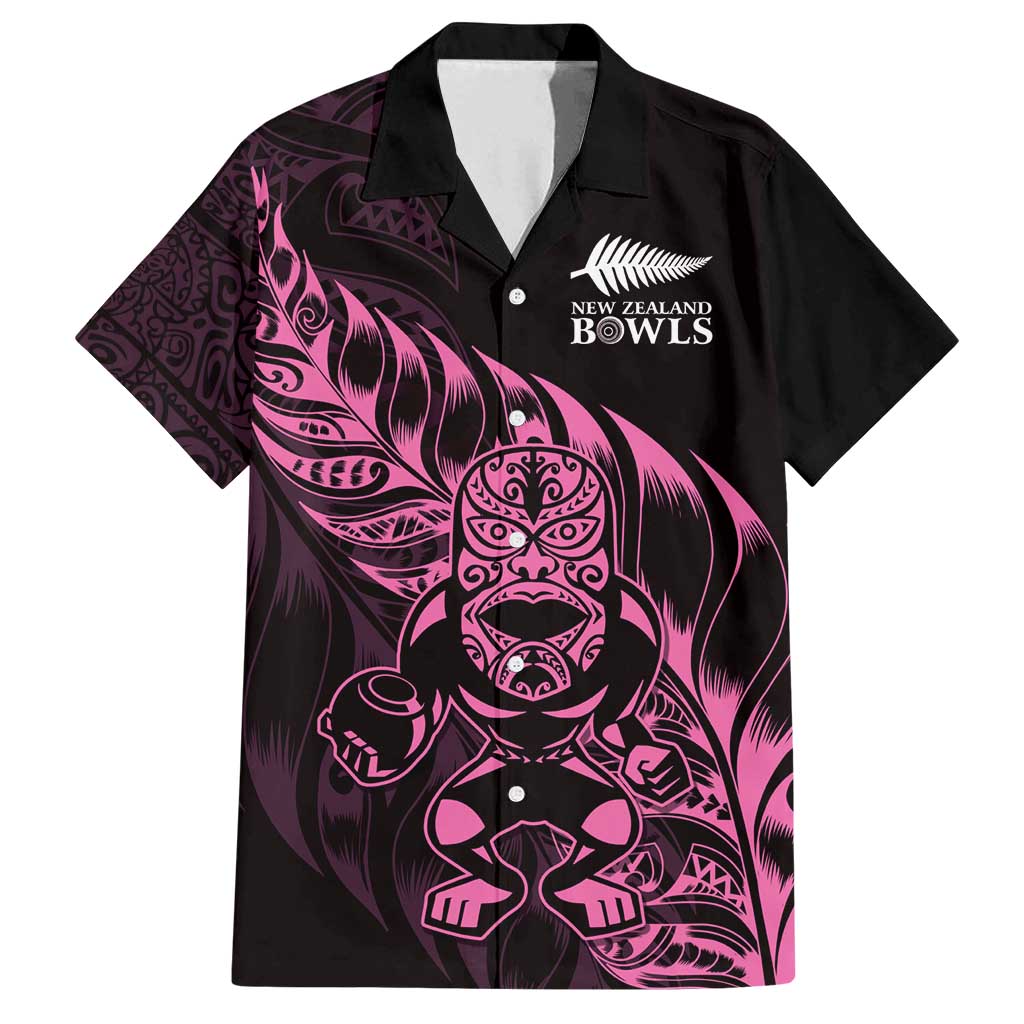 New Zealand Lawn Bowls Custom Family Matching Long Sleeve Bodycon Dress and Hawaiian Shirt Pink Maori Warrior Tribal Silver Fern - Polynesian Pride