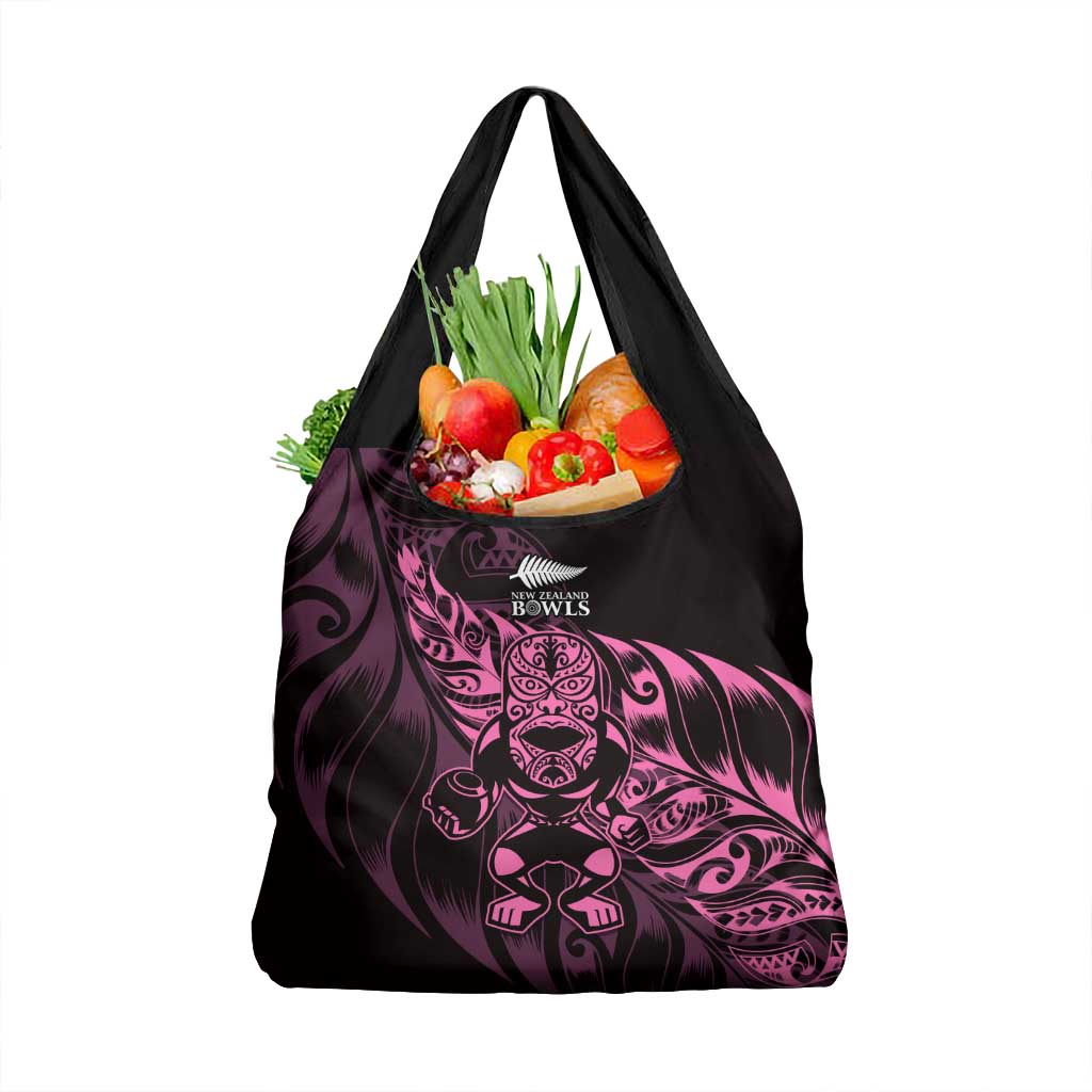 New Zealand Lawn Bowls Grocery Bag Pink Maori Warrior Tribal Silver Fern - Polynesian Pride