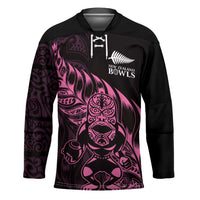New Zealand Lawn Bowls Custom Hockey Jersey Pink Maori Warrior Tribal Silver Fern - Polynesian Pride