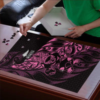 New Zealand Lawn Bowls Puzzle Pink Maori Warrior Tribal Silver Fern - Polynesian Pride