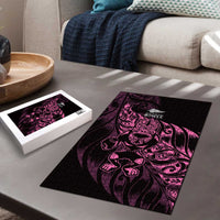 New Zealand Lawn Bowls Puzzle Pink Maori Warrior Tribal Silver Fern - Polynesian Pride