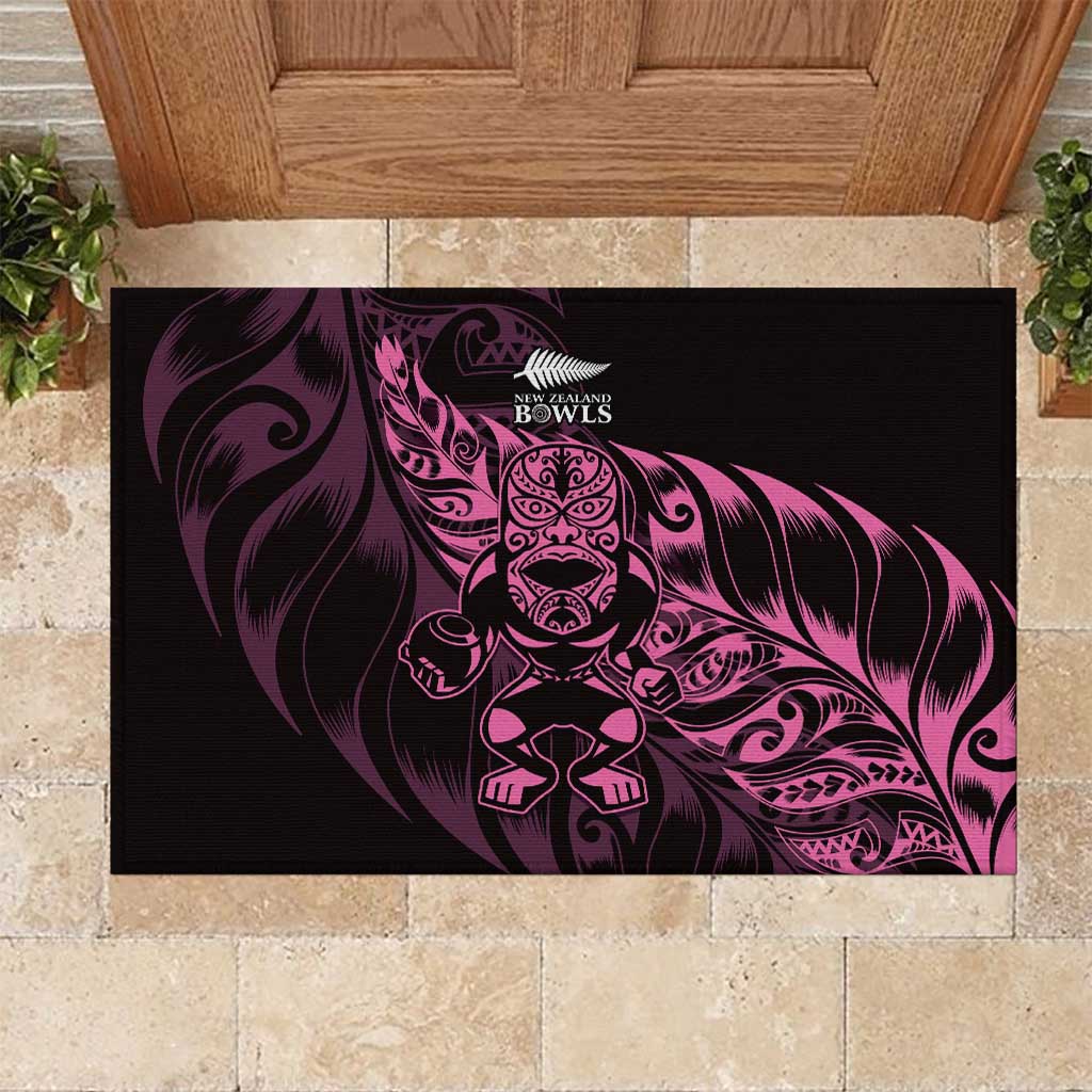 New Zealand Lawn Bowls Rubber Doormat Pink Maori Warrior Tribal Silver Fern - Polynesian Pride