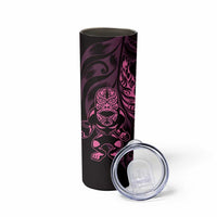 New Zealand Lawn Bowls Custom Skinny Tumbler Pink Maori Warrior Tribal Silver Fern - Polynesian Pride