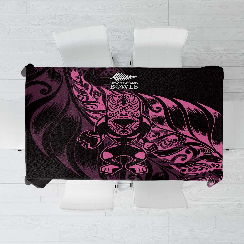 New Zealand Lawn Bowls Tablecloth Pink Maori Warrior Tribal Silver Fern - Polynesian Pride