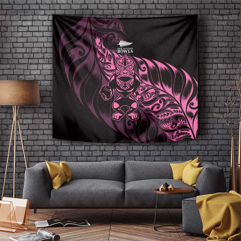 New Zealand Lawn Bowls Tapestry Pink Maori Warrior Tribal Silver Fern - Polynesian Pride