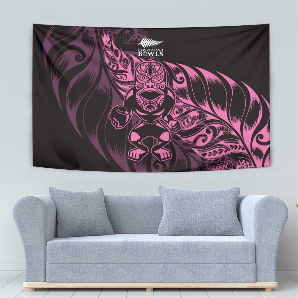 New Zealand Lawn Bowls Tapestry Pink Maori Warrior Tribal Silver Fern - Polynesian Pride