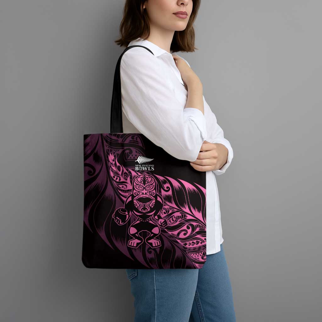 New Zealand Lawn Bowls Tote Bag Pink Maori Warrior Tribal Silver Fern - Polynesian Pride