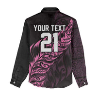 New Zealand Lawn Bowls Custom Women Casual Shirt Pink Maori Warrior Tribal Silver Fern - Polynesian Pride