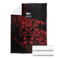 New Zealand Lawn Bowls Blanket Red Maori Warrior Tribal Silver Fern - Polynesian Pride