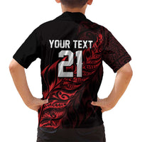 New Zealand Lawn Bowls Custom Family Matching Off The Shoulder Long Sleeve Dress and Hawaiian Shirt Red Maori Warrior Tribal Silver Fern - Polynesian Pride