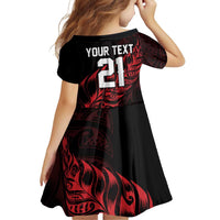 New Zealand Lawn Bowls Custom Family Matching Off The Shoulder Long Sleeve Dress and Hawaiian Shirt Red Maori Warrior Tribal Silver Fern - Polynesian Pride