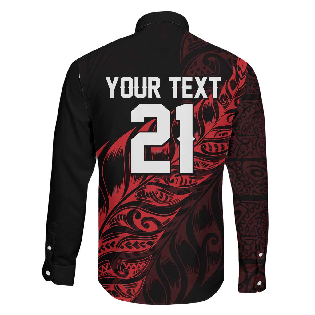 New Zealand Lawn Bowls Custom Family Matching Off The Shoulder Long Sleeve Dress and Hawaiian Shirt Red Maori Warrior Tribal Silver Fern - Polynesian Pride