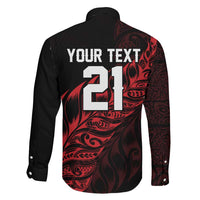 New Zealand Lawn Bowls Custom Family Matching Off The Shoulder Long Sleeve Dress and Hawaiian Shirt Red Maori Warrior Tribal Silver Fern - Polynesian Pride