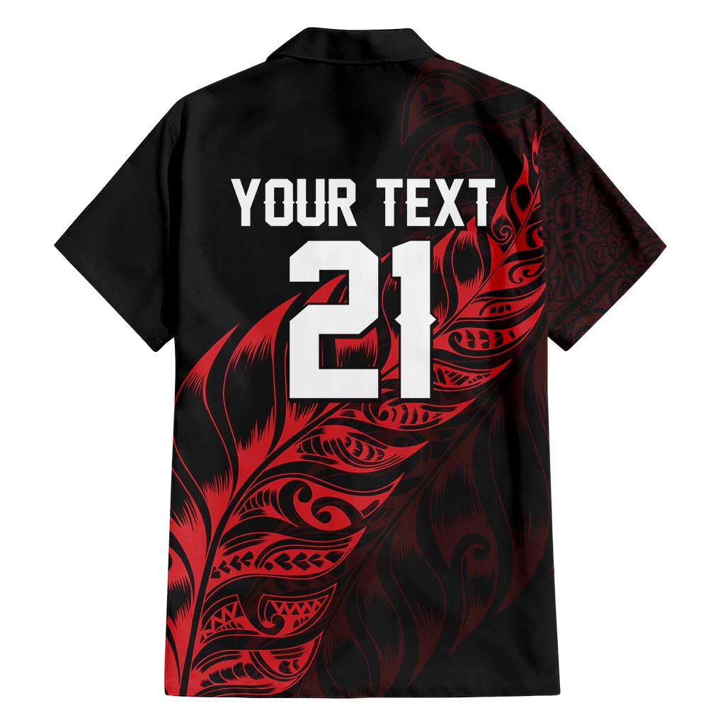 New Zealand Lawn Bowls Custom Family Matching Off Shoulder Maxi Dress and Hawaiian Shirt Red Maori Warrior Tribal Silver Fern - Polynesian Pride