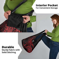 New Zealand Lawn Bowls Grocery Bag Red Maori Warrior Tribal Silver Fern - Polynesian Pride