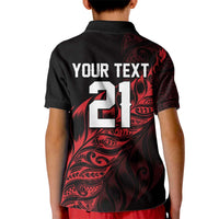 New Zealand Lawn Bowls Custom Kid Polo Shirt Red Maori Warrior Tribal Silver Fern - Polynesian Pride
