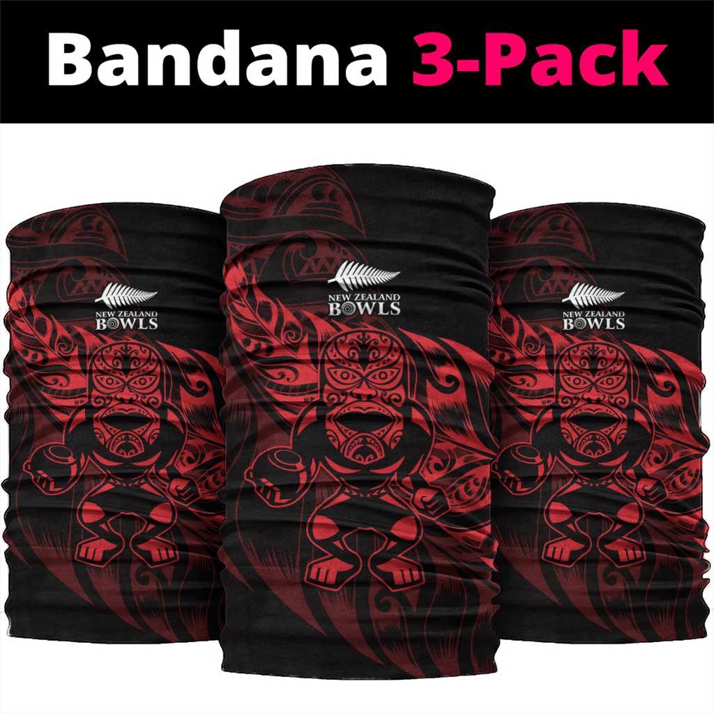 New Zealand Lawn Bowls Neck Gaiter Red Maori Warrior Tribal Silver Fern - Polynesian Pride