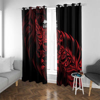 New Zealand Lawn Bowls Window Curtain Red Maori Warrior Tribal Silver Fern - Polynesian Pride