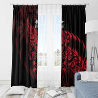 New Zealand Lawn Bowls Window Curtain Red Maori Warrior Tribal Silver Fern - Polynesian Pride
