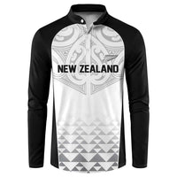 World Football 2026 New Zealand Custom Button Sweatshirt All White Fern Maori Tribal LT9 White - Polynesian Pride