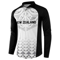 World Football 2026 New Zealand Custom Button Sweatshirt All White Fern Maori Tribal LT9 - Polynesian Pride