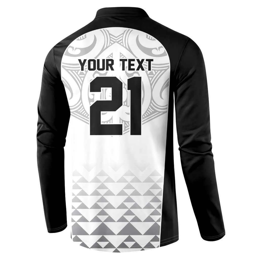 World Football 2026 New Zealand Custom Button Sweatshirt All White Fern Maori Tribal LT9 - Polynesian Pride