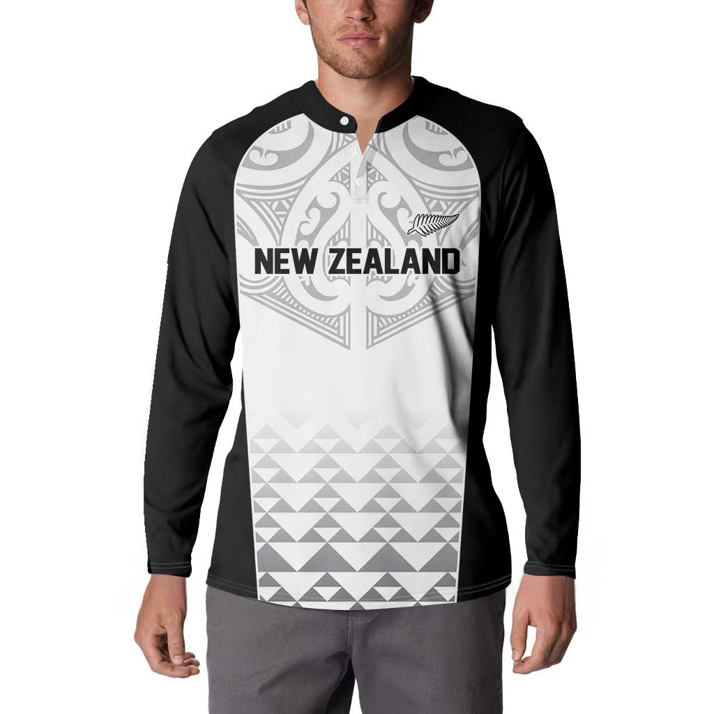 World Football 2026 New Zealand Custom Button Sweatshirt All White Fern Maori Tribal LT9 - Polynesian Pride