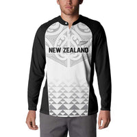World Football 2026 New Zealand Custom Button Sweatshirt All White Fern Maori Tribal LT9 - Polynesian Pride