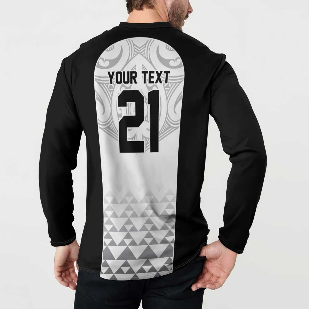 World Football 2026 New Zealand Custom Button Sweatshirt All White Fern Maori Tribal LT9 - Polynesian Pride