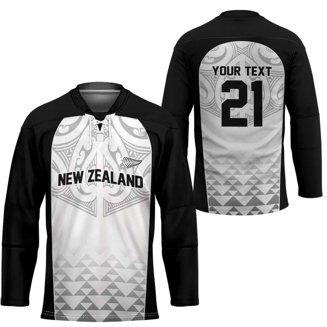 World Football 2026 New Zealand Custom Hockey Jersey All White Fern Maori Tribal - Polynesian Pride
