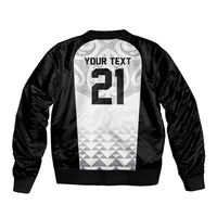 World Football 2026 New Zealand Custom Sleeve Zip Bomber Jacket All White Fern Maori Tribal LT9 - Polynesian Pride