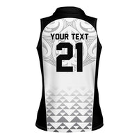 World Football 2026 New Zealand Custom Women Sleeveless Polo Shirt All White Fern Maori Tribal LT9 - Polynesian Pride