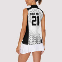 World Football 2026 New Zealand Custom Women Sleeveless Polo Shirt All White Fern Maori Tribal LT9 - Polynesian Pride