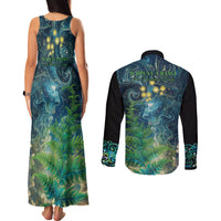 New Zealand Matariki Waipuna-a-rangi Couples Matching Tank Maxi Dress and Long Sleeve Button Shirt He Roimata o Rangi