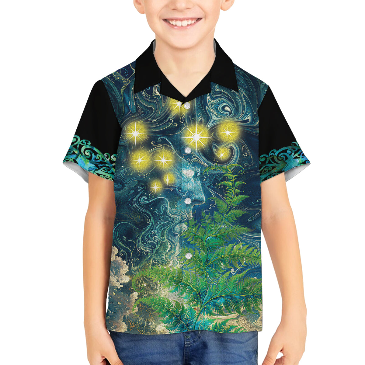 New Zealand Matariki Waipuna-a-rangi Family Matching Summer Maxi Dress and Hawaiian Shirt He Roimata o Rangi