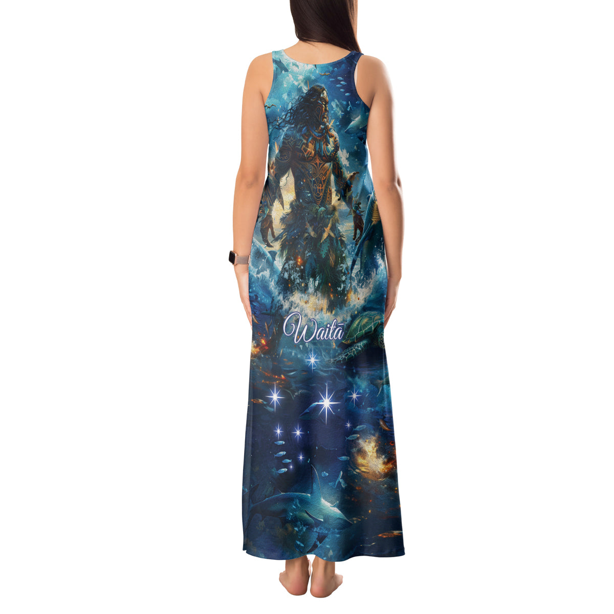 New Zealand Matariki Waita Tank Maxi Dress The Way Of The Water