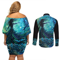 New Zealand Matariki Hiwa-i-te-rangi Couples Matching Off Shoulder Short Dress and Long Sleeve Button Shirt Titiro ki nga Whetu Wishing Star