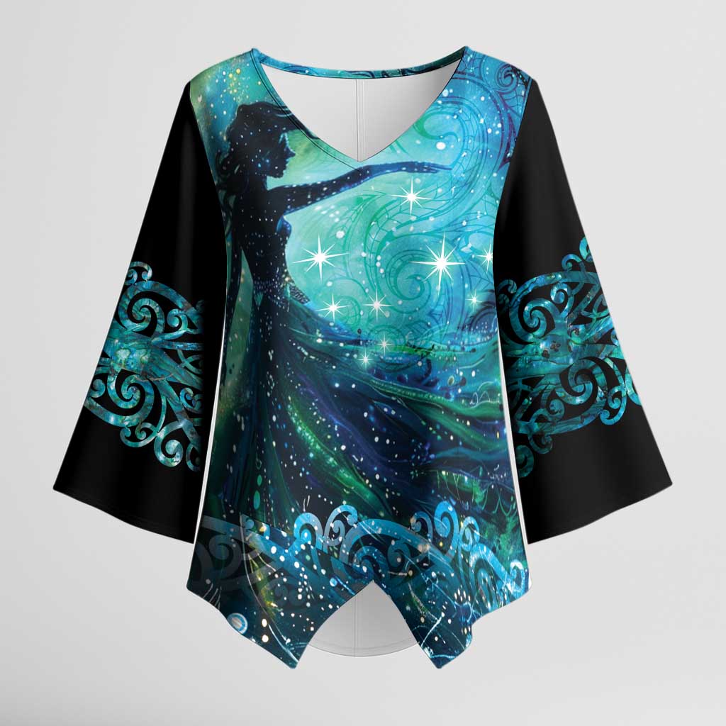 New Zealand Matariki Hiwa-i-te-rangi Kimono Sleeve Blouse Titiro ki nga Whetu Wishing Star - Polynesian Pride
