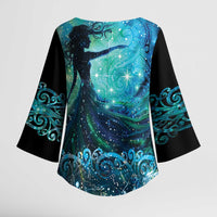 New Zealand Matariki Hiwa-i-te-rangi Kimono Sleeve Blouse Titiro ki nga Whetu Wishing Star - Polynesian Pride